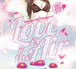 情人节旅行传单模板：Love is in the Air Valentines Flyer Template